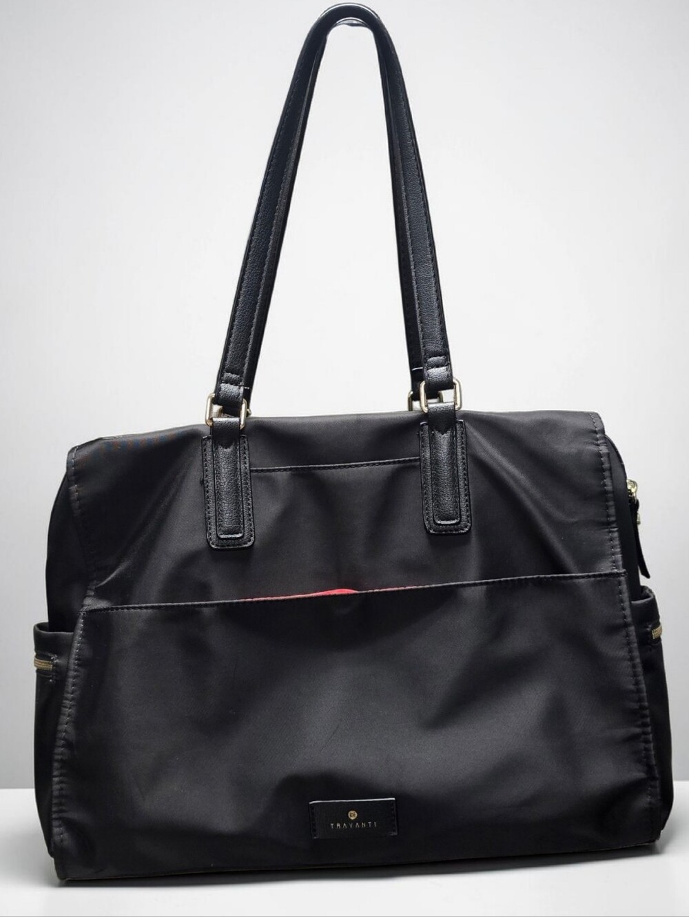 Travanti Black Nylon Work Travel Tote Laptop Bag Briefcase